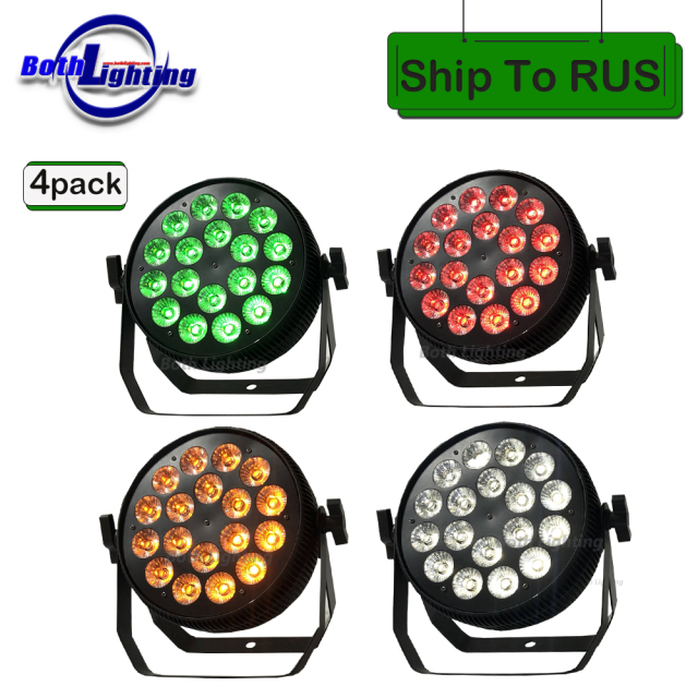 4 Pack 18*18w RGBWA+UV Slim LED Par Light Sound Activated Stage disco Lights
