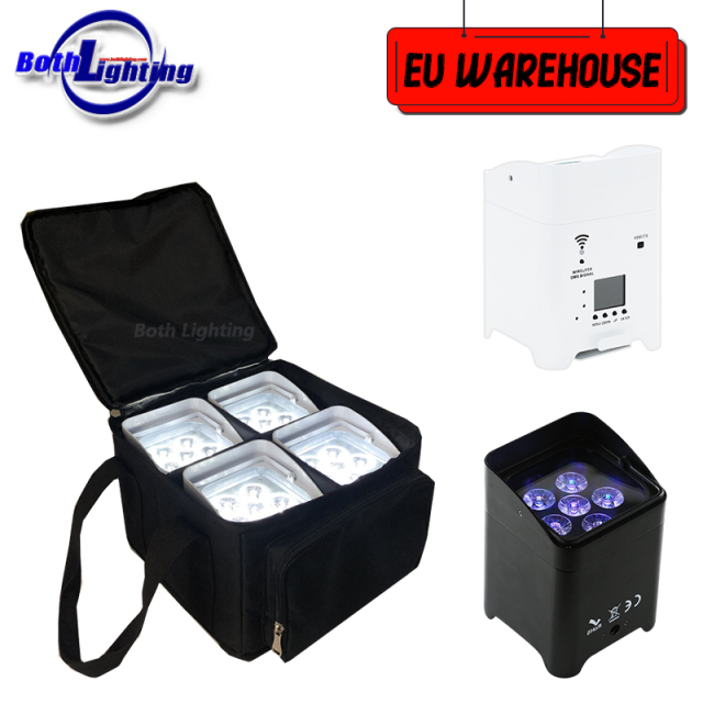 Europe warehouse 4pcs with bag Smart DJ s6 RGBWAUV 6in1 uplighting Battery & Wireless DMX Wedding Uplight Dj Par Light 6x18w  Wifi Remote Control