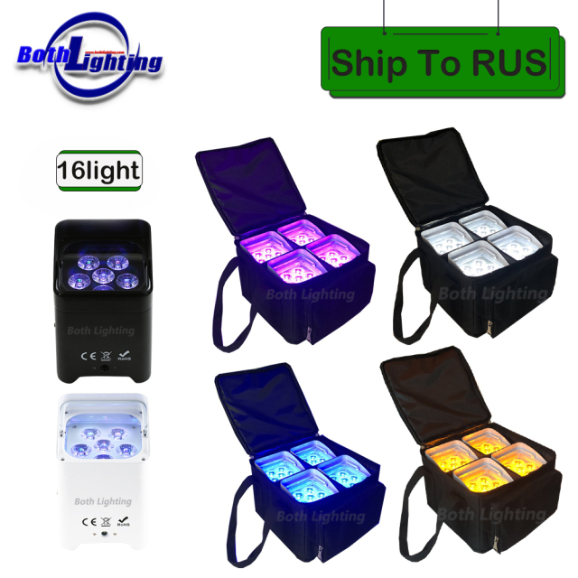 16 lights Wireless dmx LED 6x18w WIFI Remote DJ Par Light RGBWAUV 6in1 uplighting for wedding with uplight Carry bag