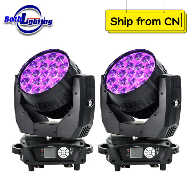 2pcs mac Aura 19x15w LED Wash Moving Head Light with Zoom for stage