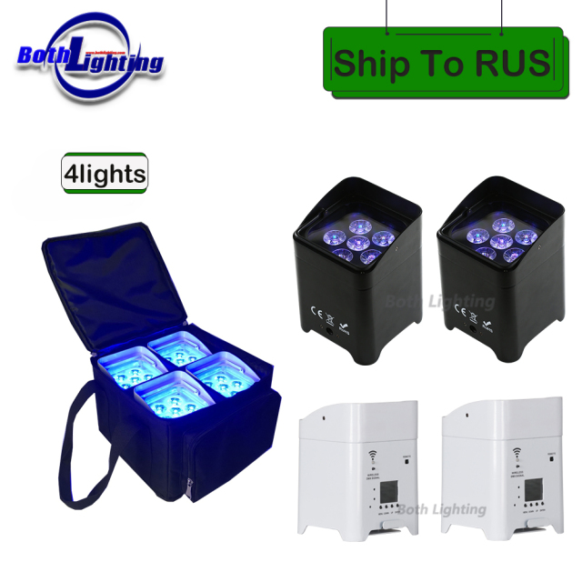 4pcs with Soft bag Samrt DJ S6 uplighting  Battery Wireless DMX Wifi Remote Led Wedding Uplighting 6x18w RGBWAUV 6in1 LED Par DJ Light