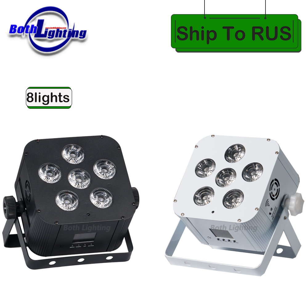 8pcs With Carton Operated Wedding Uplight 6x18w RGBWAUV Led Wireless DMX Wifi Remote Control Dj Par Sound Party Lights
