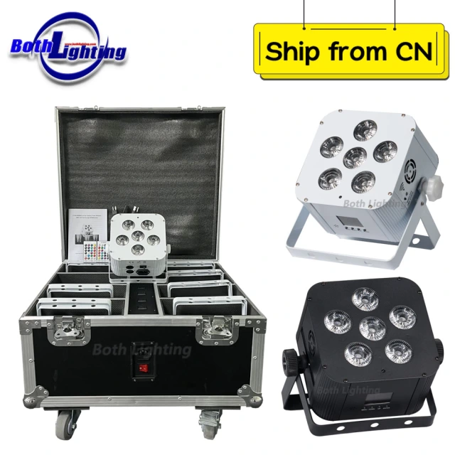 8pcs with case wireless uplighting 6*18w RGBAW UV 6IN1 BATTERY powderd wedding uplighting