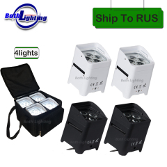 BOTH 4 PCS Wireless Dj Uplights 4x18W Battery Powered Led Par Wireless LED Rechargeable Par Can Wash Light for DJ Disco Events Wedding Party Indoor Show (Remotes+Bags)