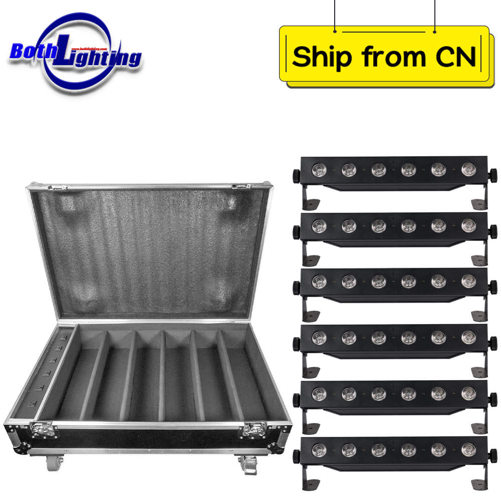 6pcs with case 6X18w RGBWA UV battery powered wireless dmx stage wash uplight IR remote control uplights