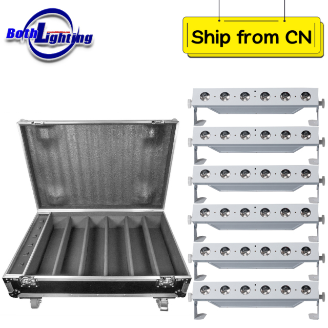 6pcs with case 6X18w RGBWA UV battery powered wireless dmx stage wash uplight IR remote control uplights