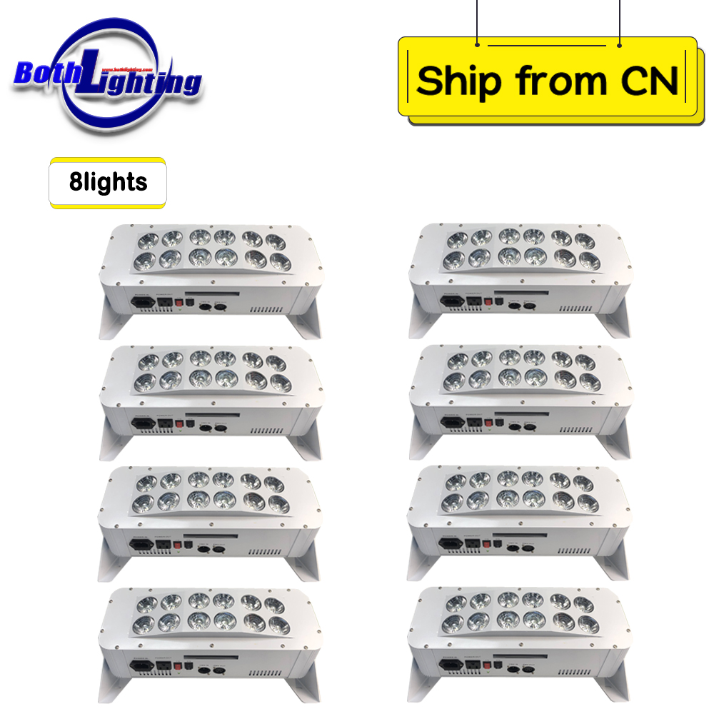 8pcs Wedding Uplight 12x18w RGBWA+UV 6 in 1 led par light wireless battery & Remote Control LED wash light