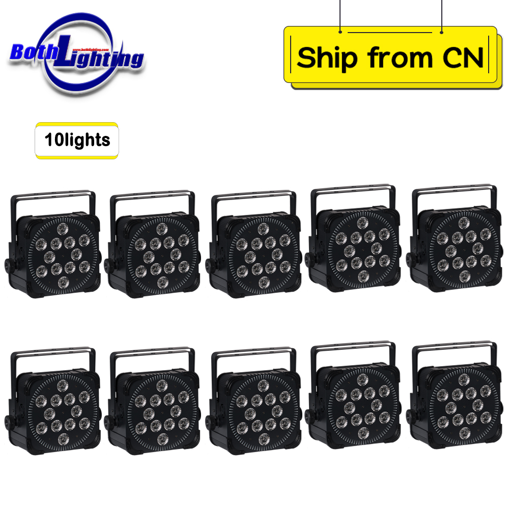 10pcs battery led par can 12x18w wireless led uplights RGBWA UV wireless battery powered led flat par Up Light