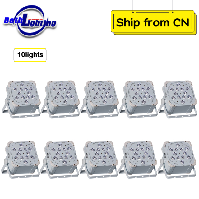 10pcs Stage Dj Equipment 12x18w RGBWA+UV 6in1 wash par led flat par light led uplights