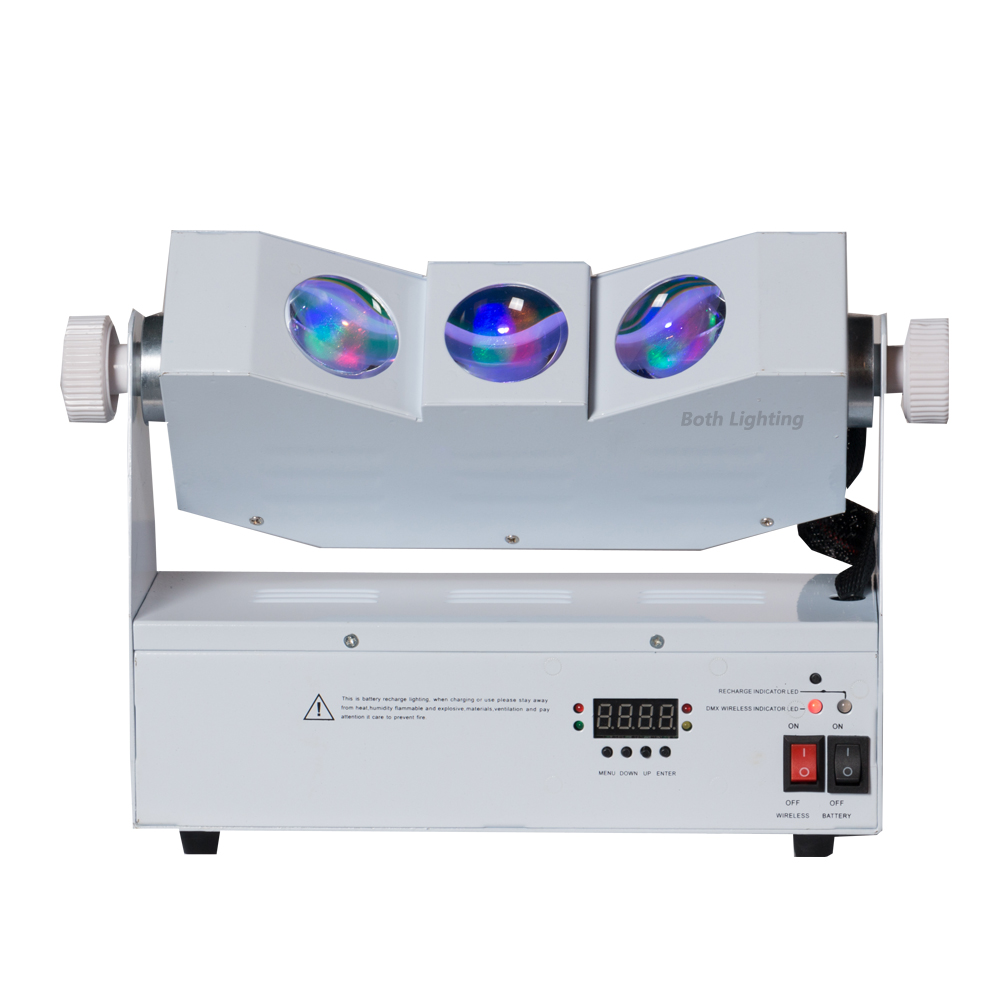8pcs Carton pack Wireless DMX Rgba tri beam wash light 3x10w Battery powered LED Uplights Wireless DMX wash light