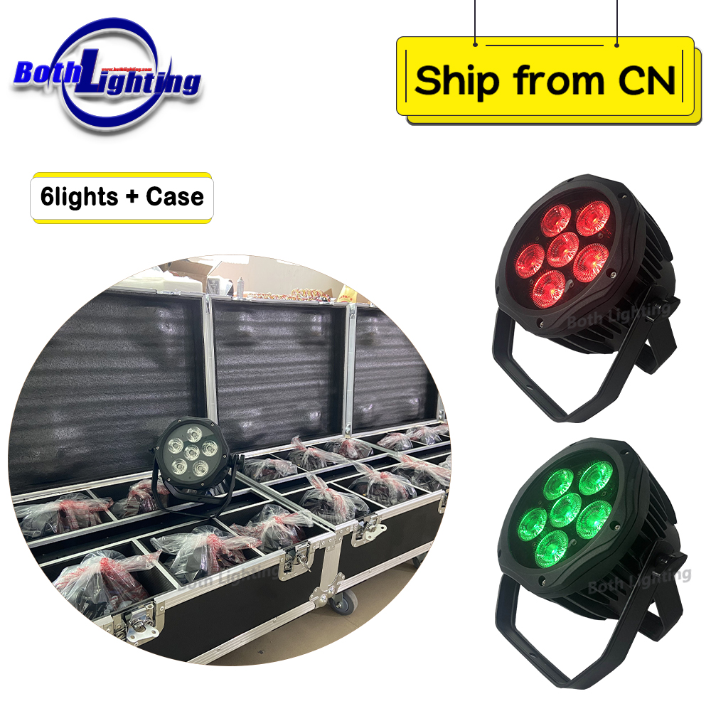 6pcs with case waterproof par Wireless dj disco wedding battery uplight 6x18w rgbwa uv 6in1 uplight led par can light