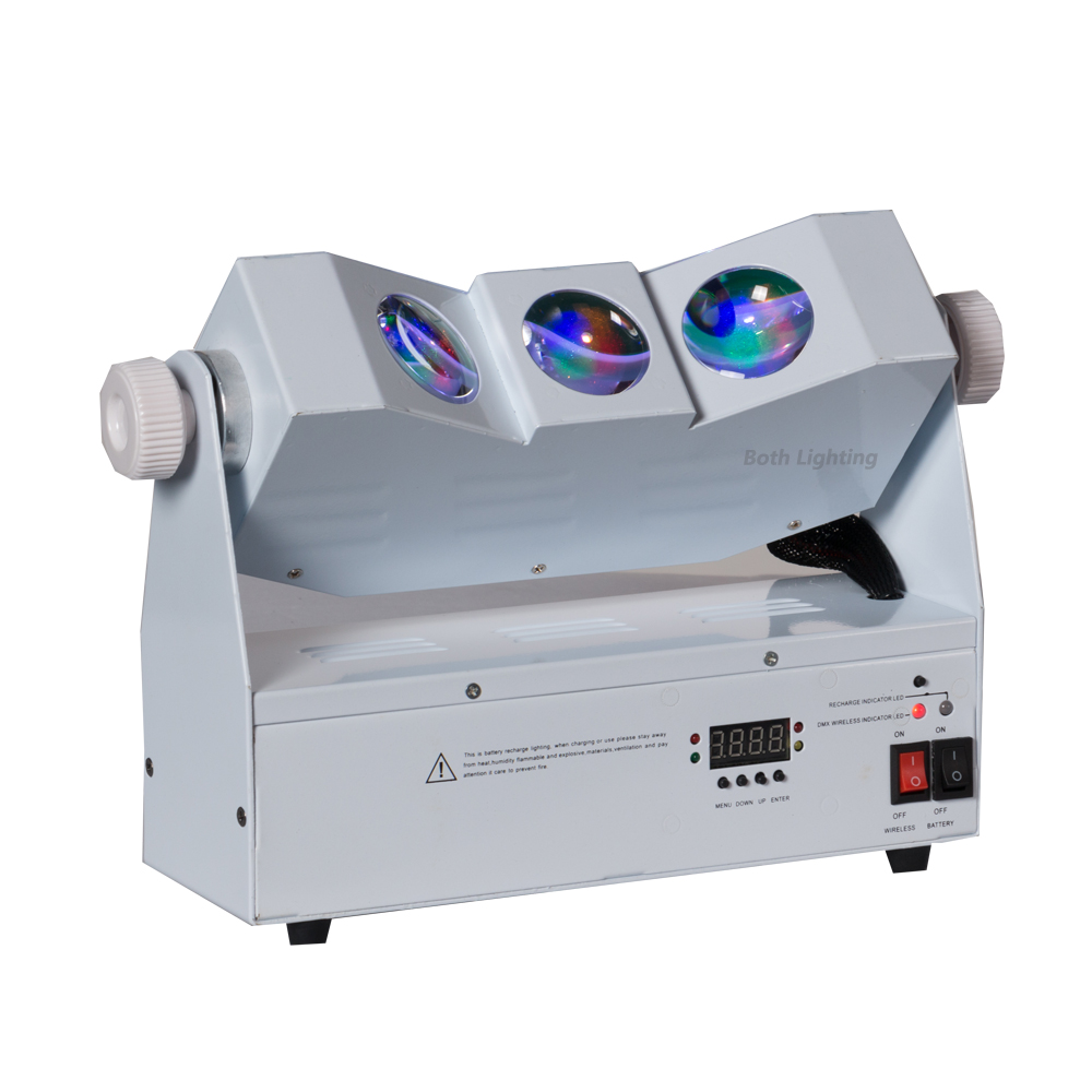 8pcs Carton pack Wireless DMX Rgba tri beam wash light 3x10w Battery powered LED Uplights Wireless DMX wash light