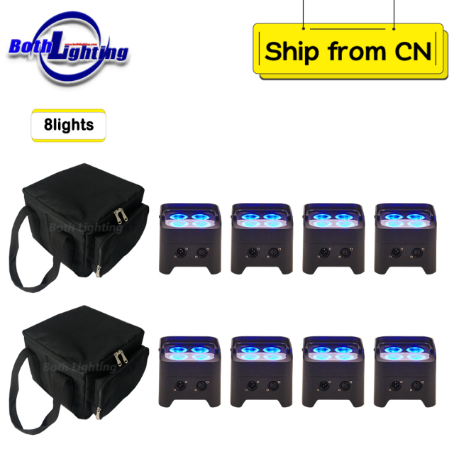 8pcs with 2 bags DJ Par Hex 4*18w 6in1 RGBWA+UV Rechargeable Wireless DMX Battery Powered LED Uplight