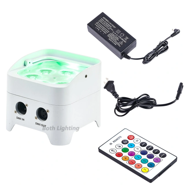10 Projecteurs PAR LED Sans Fil RGBWA+UV - 6x18W - Boîtier De Charge Inclus - Pour Scène