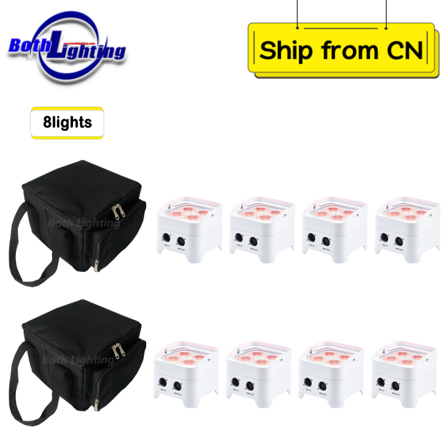 8pcs with 2 bags DJ Par Hex 4*18w 6in1 RGBWA+UV Rechargeable Wireless DMX Battery Powered LED Uplight