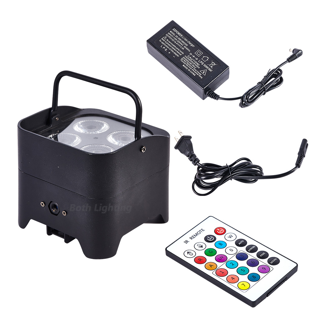 4pcs With Carry bag mini 4x18w RGBWAUV 6in1 Battery Powered Wireless DMX Remote Control Wedding  Led Mini Par light