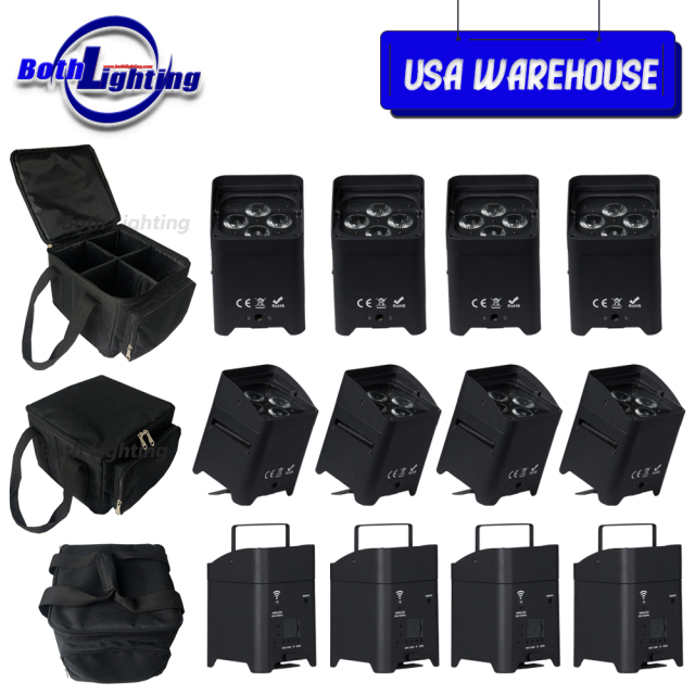 USA Warehouse 12pcs with 3bags Wireless DMX Battery Uplight 4x18w RGBWA UV 6in1 Wedding Party Dj LED Uplighting Wall Washer Spotlight