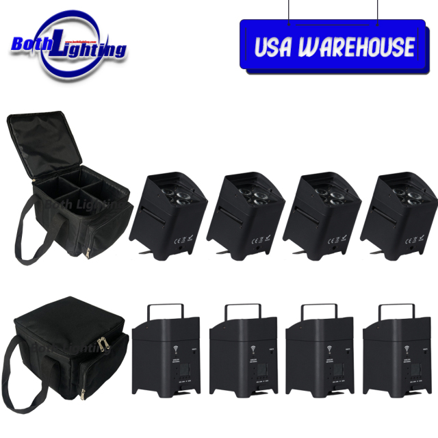 USA Warehouse 8pcs with 2 bags 4x18w RGBWA UV 6in1 S4 Uplighting Battery Operated Wireless DMX LED Uplight Wash Spotlight For Wedding Dj