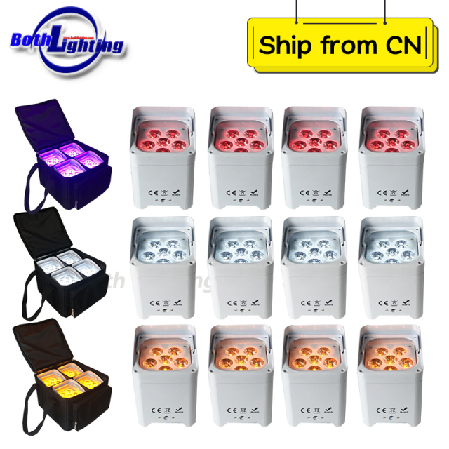 12pcs with 3 bags Smart Dj S6 Wireless DMX Battery Uplighting 6x18w RGBWA uv 6in1 LED Uplight Par Light for Wedding DJ