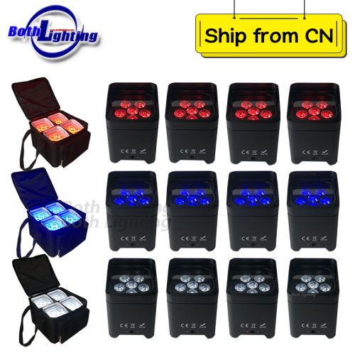 12pcs with 3 bags Smart Dj S6 Wireless DMX Battery Uplighting 6x18w RGBWA uv 6in1 LED Uplight Par Light for Wedding DJ