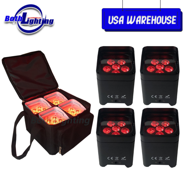 USA warehouse 4pcs Battery-Powered Wireless Uplight DJ Freedom Par Hex Smart DJ S6 6X18W DMX Battery LED Uplighting Wedding Effect Light