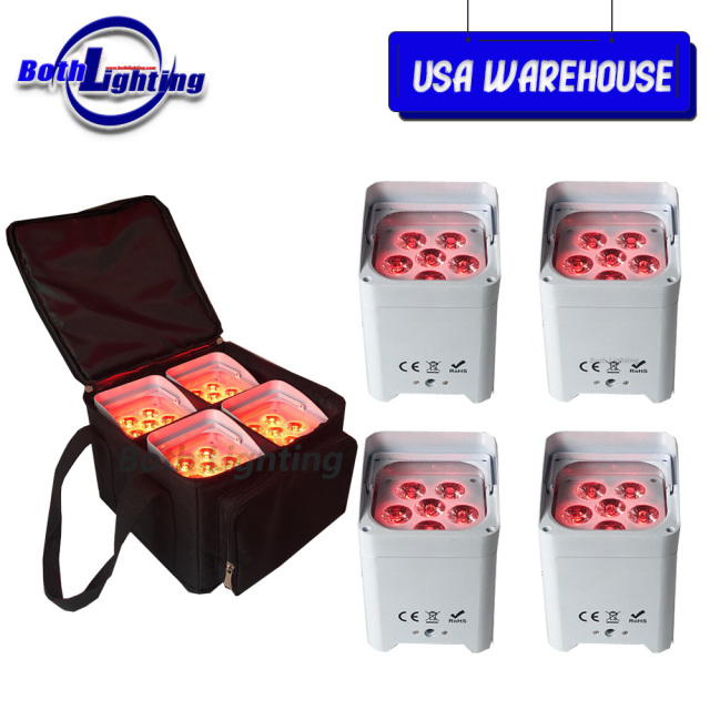USA warehouse 4pcs Battery-Powered Wireless Uplight DJ Freedom Par Hex Smart DJ S6 6X18W DMX Battery LED Uplighting Wedding Effect Light