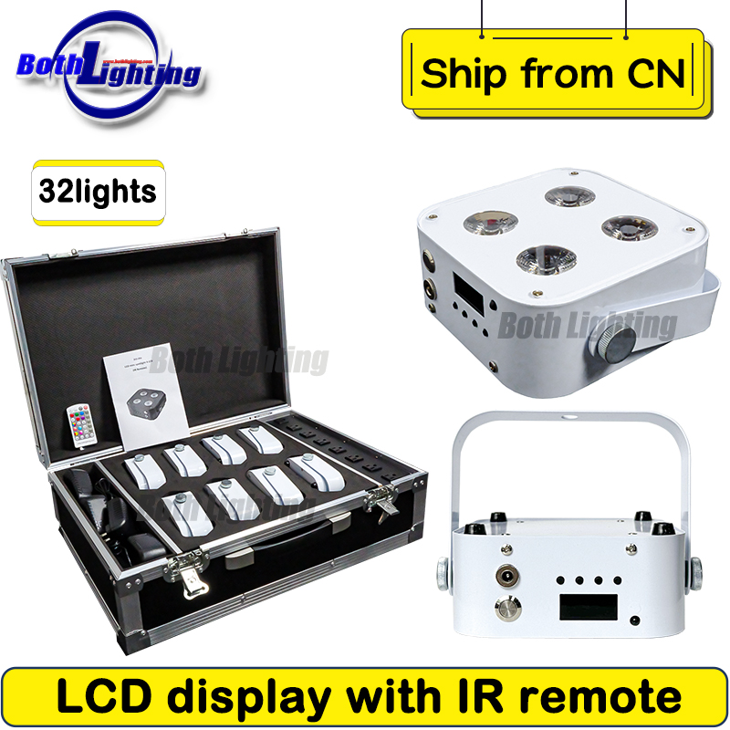 32pcs with 4cases Wedding DJ Uplight 4x12w RGBWA UV 6in1 DMX512 Wireless LED Uplighting IR & Wifi control