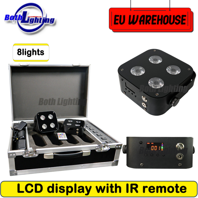 8pcs with a case IR4 mini uplights 4X12W Spotlight 4 LED Hex Up-lights with Wireless DMX&IR Remote