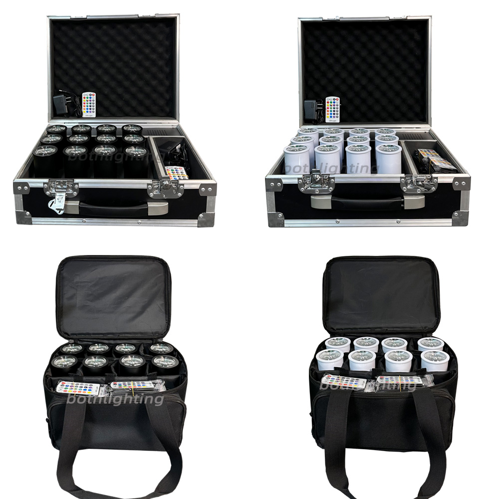 12pcs with Case Chroma Cannons 1pc 15W RGBWA UV LED RF Remote Battery Wireless DMX Effect Mini Smart Light