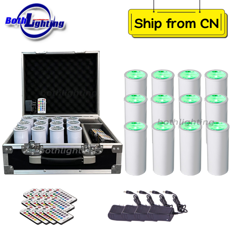12pcs with Case Chroma Cannons 1pc 15W RGBWA UV LED RF Remote Battery Wireless DMX Effect Mini Smart Light