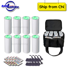 8pcs with Bag Mini Chroma Cannons RGBAW UV 6in1 Can RF Remote Light Wireless DMX Battery 15W Battery DJ Stage Uplight