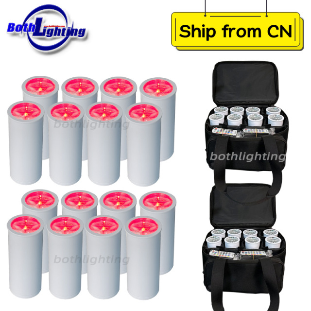 16pcs with 2Bags RF Remote Smart 15W Mini Chroma Cannons RGBAW UV 6in1 Can Wedding Light Wireless DMX Battery  Effect Light