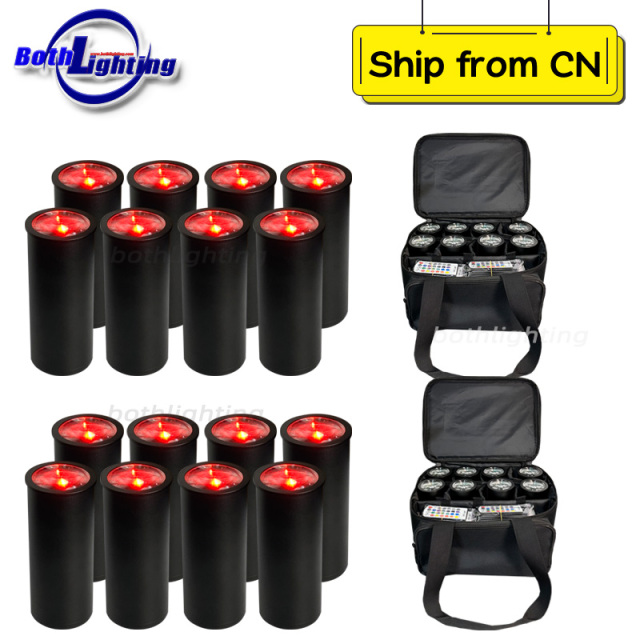 16pcs with 2Bags RF Remote Smart 15W Mini Chroma Cannons RGBAW UV 6in1 Can Wedding Light Wireless DMX Battery  Effect Light