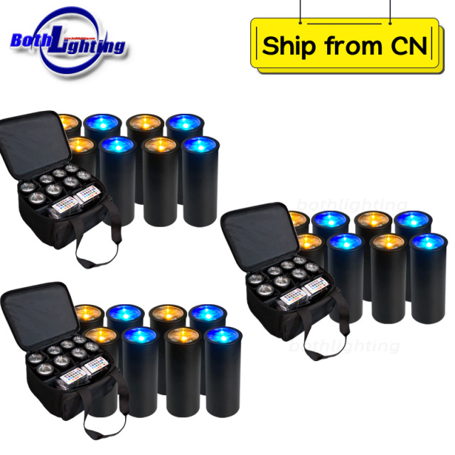 24pcs with 3Bags Professional Chroma Cannons 1pc*15W Mini Wireless Smart DJ RGBAW UV 6in1 Can Wireless DMX Battery  Effect Wedding Light