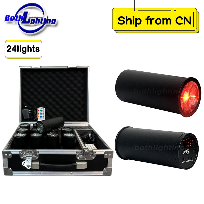 24pcs with 2Cases Smart 1pc*15W RGBWA UV 6in1 DMX LED Wirelss Battery Powered Chroma Cannons Mini Uplight