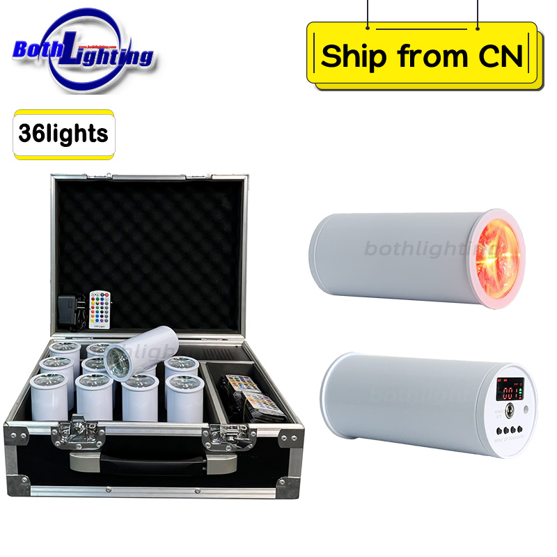 36pcs with 3Cases Advanced Mini Chroma Cannons 1pc 15W RGBWA UV 6in1 Wireless DMX Battery Smart DJ Wedding Light