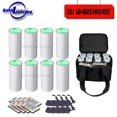 EU Warehouse 8pcs with Bag Mini Chroma Cannons RGBWA UV 6in1 Can RF Remote Light Wireless DMX Battery 15W Battery DJ Stage Uplight