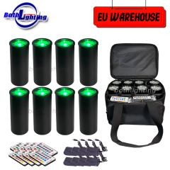 EU Warehouse 8pcs with Bag Mini Chroma Cannons RGBWA UV 6in1 Can RF Remote Light Wireless DMX Battery 15W Battery DJ Stage Uplight