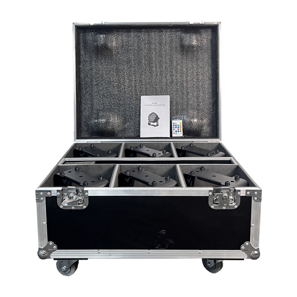 6pcs with case IP65 12x18w Battery Waterproof WIFI Remote LED RGBWA/UV Wash Light