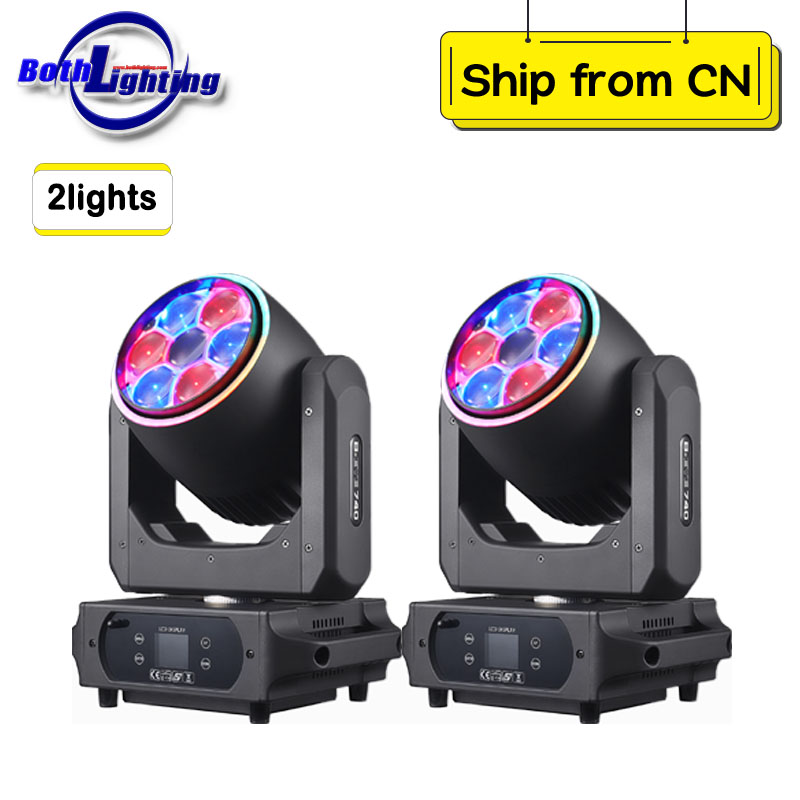 2units BPM-Splash X Wireless DMX Battery Operated Moving Head Light 7*40w RGBW LEDs Bee Eye Wash Mover Light with Halo Ring for DJ Party Wedding