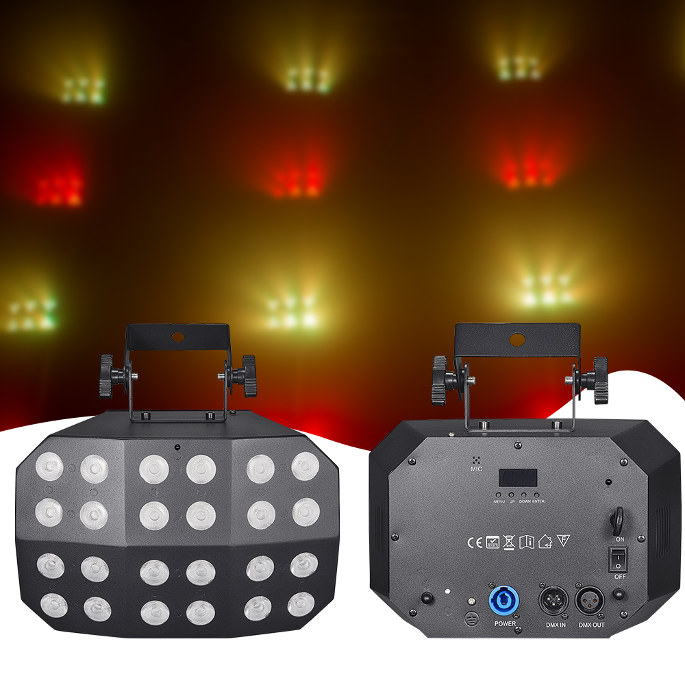 2pcs Spider Wash Light 24x12w RGBWA UV 6in1 Battery Power Wireless DMX Uplight Wash Wedding Party