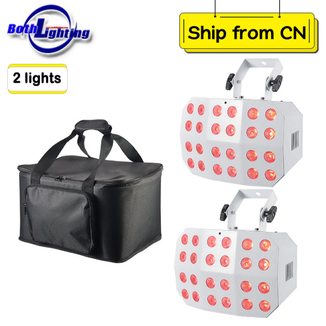 2pcs Spider Wash Light 24x12w RGBWA UV 6in1 Battery Power Wireless DMX Uplight Wash Wedding Party