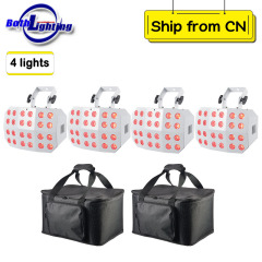 4pcs 24x12w RGBWA UV 6in1 Spider Wash Light Wireless DMX Battery LED Uplights Wash DJ Wedding Light