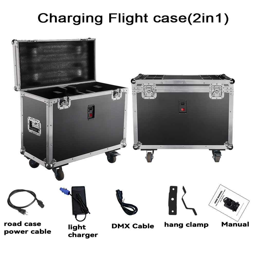 2units with charging case BPM-Spots 100 Battery & Wireless DMX 100W LED Spot Moving Head Light