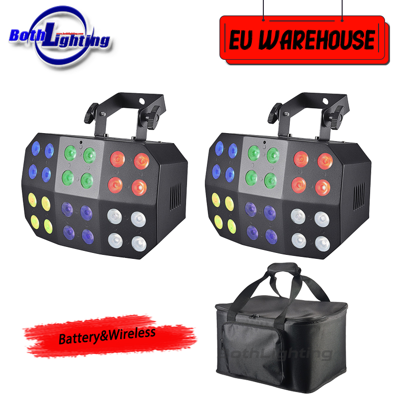 2pcs Bag Spider Wash Light 24x12w RGBWA UV 6in1 Battery Power Wireless DMX Uplight Wash Wedding Party