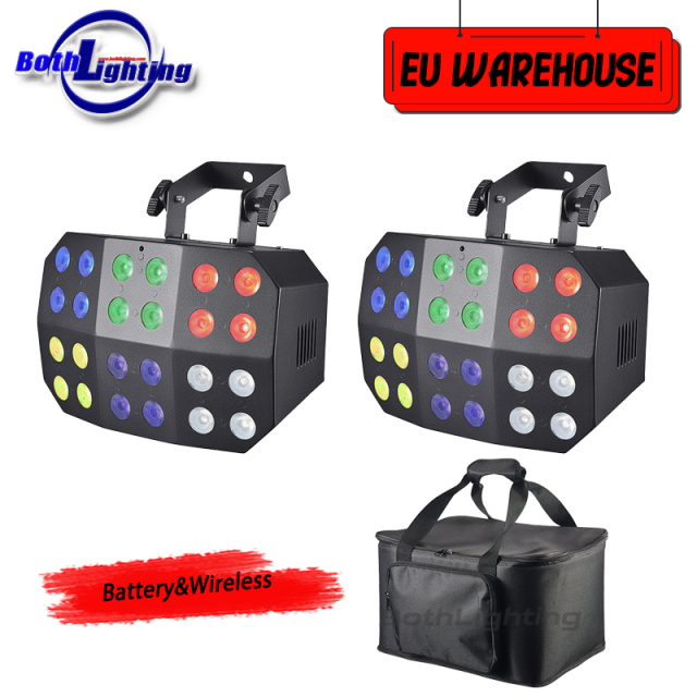 2pcs Bag Spider Wash Light 24x12w RGBWA UV 6in1 Battery Power Wireless DMX Uplight Wash Wedding Party
