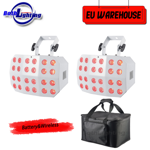 2pcs Bag Spider Wash Light 24x12w RGBWA UV 6in1 Battery Power Wireless DMX Uplight Wash Wedding Party