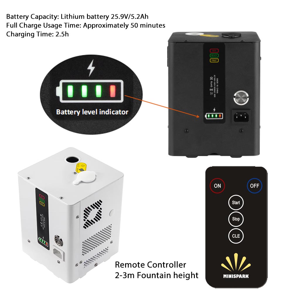4pcs Battery Operated Mini Cold Spark Machine Stage Effect Fountain Fireworks Machine with 2.4G Wireles Remote Control