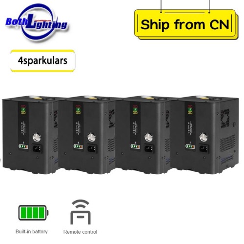 4pcs Battery Operated Mini Cold Spark Machine Stage Effect Fountain Fireworks Machine with 2.4G Wireles Remote Control