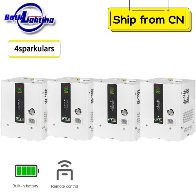 4pcs Battery Operated Mini Cold Spark Machine Stage Effect Fountain Fireworks Machine with  IR Remote Control